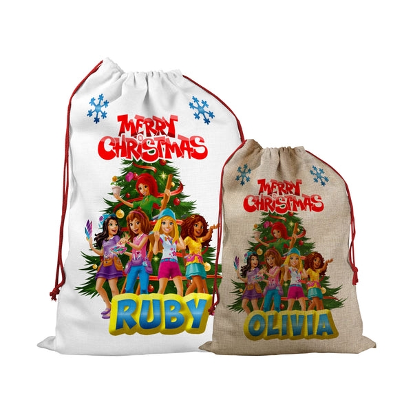 Personalised Christmas Sack With Lego Design For Christmas Gift For Kids And Children