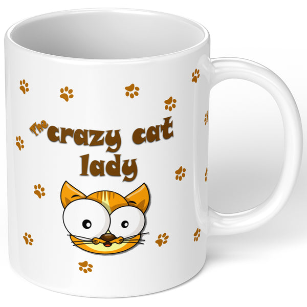 Personalised Crazy Cat Design 11oz Mug With Infill Colour For Lady