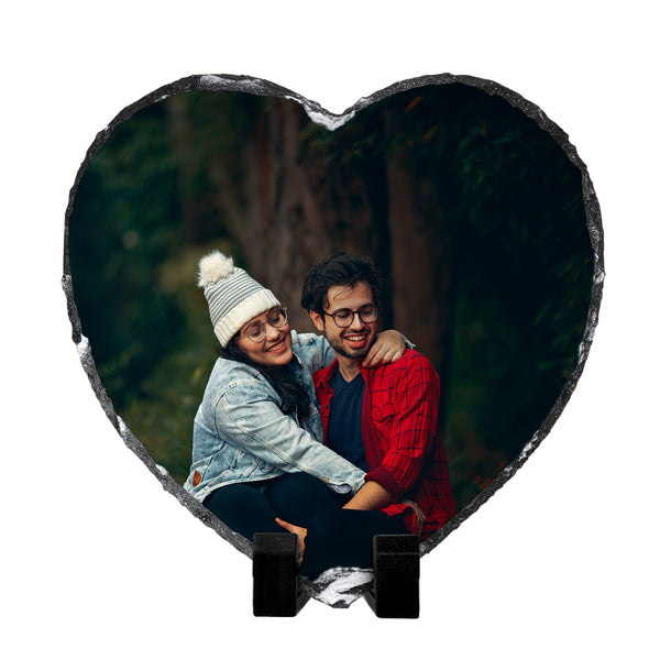 Personalised Heart Shaped Rock Slate With Custom Photo For Anniversary Or Birthday Gift