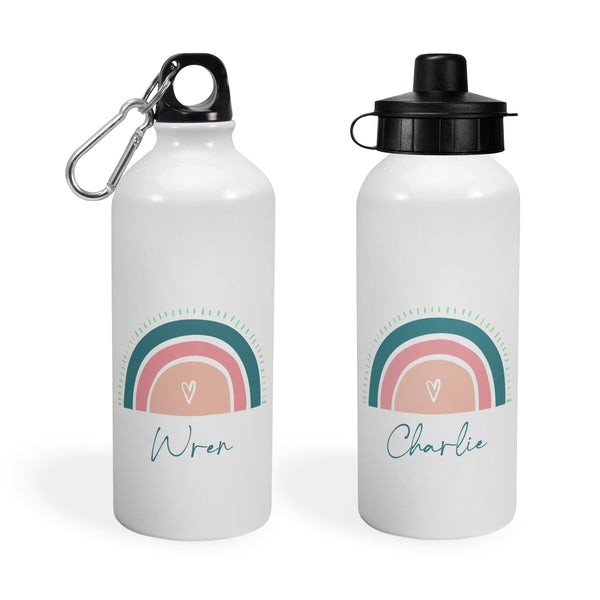 Personalised Aluminium Sport Cap Water Bottle With Nice Boho Rainbow For Birthday Gift