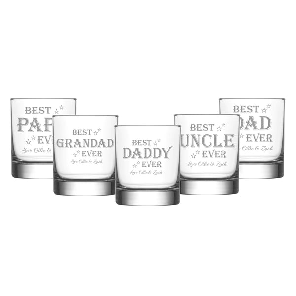 Personalised Whisky Glass of 10oz for The Best Dad Ever For Fathers Day Or Birthday Day Gift