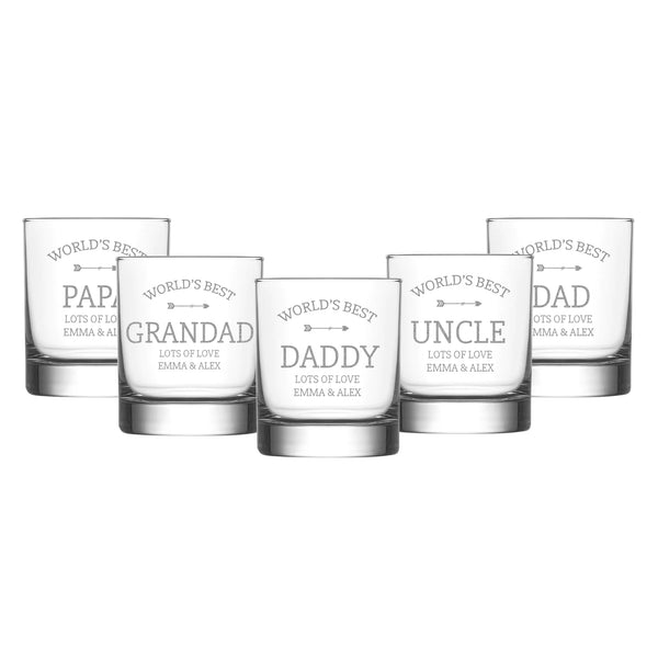 Personalised 10oz Whisky Glass With The World Best Dad Engraved Design For Fathers Day Or Birthday Gift