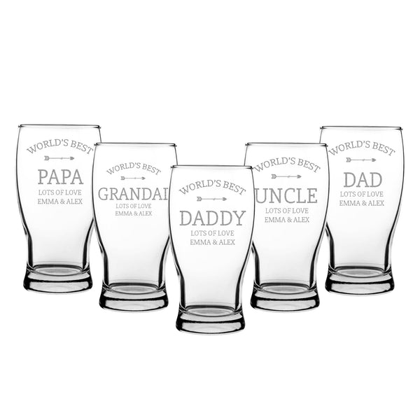 Personalised Beer Glass For Fathers Day With The World Best Daddy Engraved Design