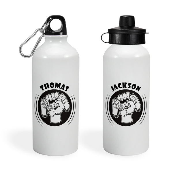 Personalised Aluminium Sport Cap Water Bottle With Gaming Design For Gaming Lovers