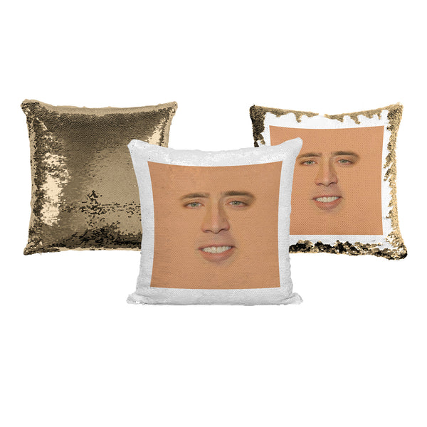 Nicholas Cage Celebrity Sequin Pillow Gift For Movie Lovers Or Movie Fans(With Insert Stuffing)