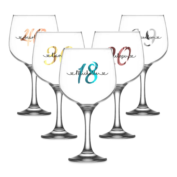 Personalised Birthday Or Anniversary Gin Glass With Age Or Numbers As A Perfect Present