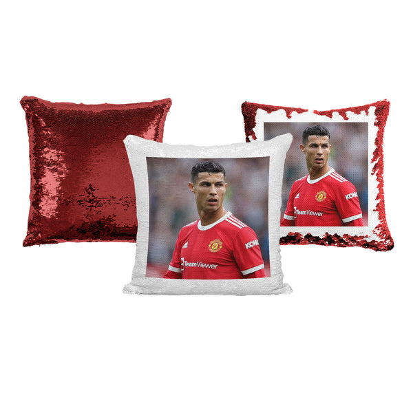 Ryan Cristiano Ronaldo Sequin Pillow Gift For Soccer Fans Or Football Lovers (With Insert Stuffing)