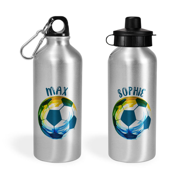 Personalised Aluminium Sport Cap Water Bottle With Football Design For Outdoor Sports For Kids