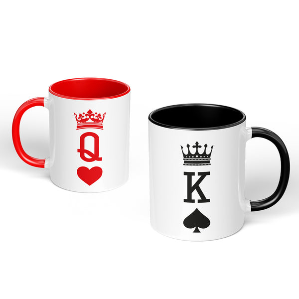 Set of 2 Mugs With King And Queen Design For Lovely Couple For Valentines Or Anniversary Gift