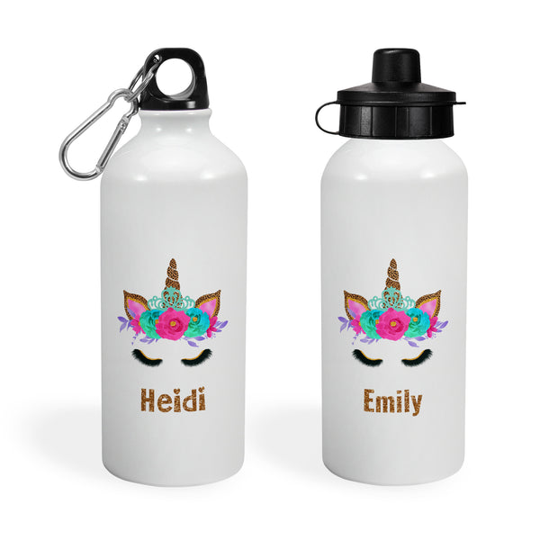 Personalised Aluminium Sport Cap Water Bottle With Nice Wild Unicorn Head Design For Childrens Gifts