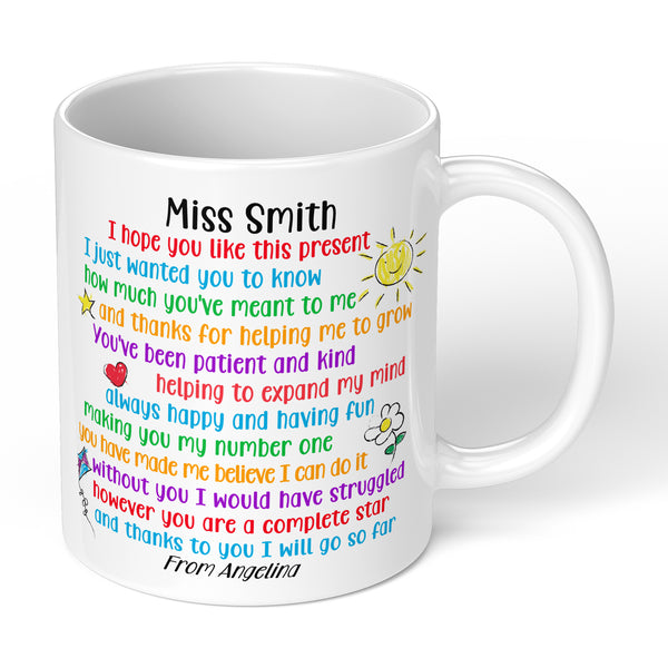 Personalised Mug Gift For Teacher Mum Father With Nice Thank you Lines