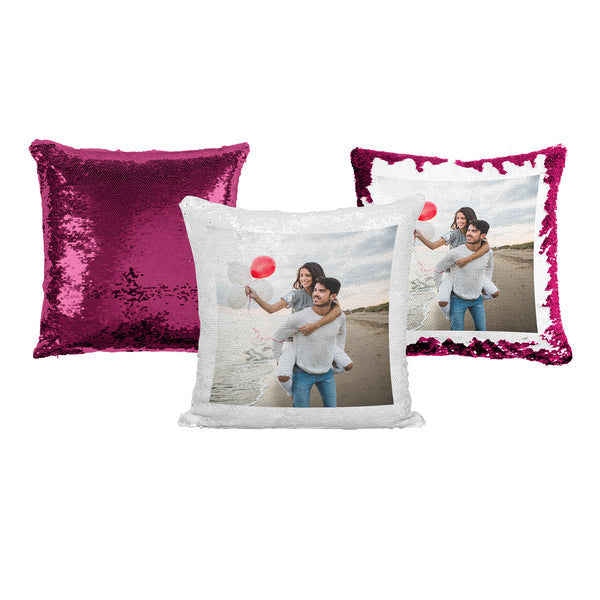 Personalised Sequin Pillow With Custom Image For Valentines Or Birthday Gift