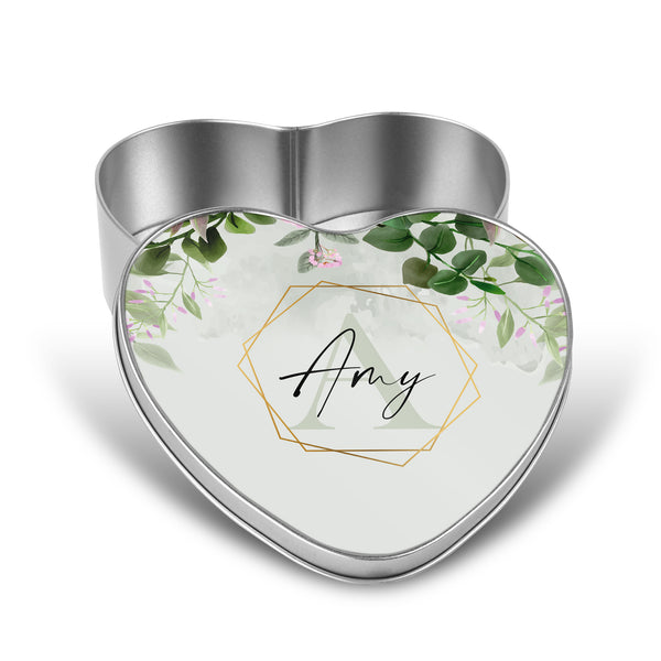 Personalised Heart Metal Tin Storage Jar For Mothers Day Gift For Mum Auntie Grandma