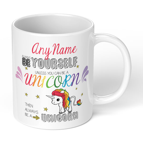 Personalised Mug Gift With Unicorn Design Custom Text For Kids And Childrens