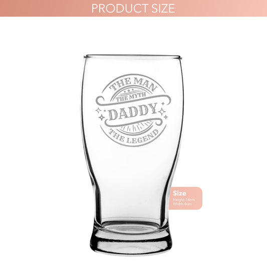 Beer Glass For Fathers Day Or Birthday Gift With Man The Myth Legend Engraved Design