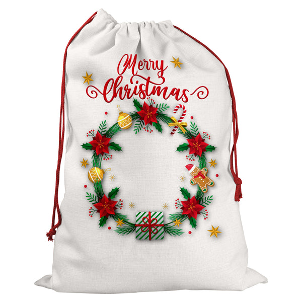 Personalised Santa Sack With Custom Image With Christmas Design For Kids And Childrens