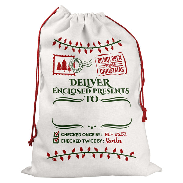 Personalised Santa Sack with Delivery Enclosed Present Design For Kids And Childrens