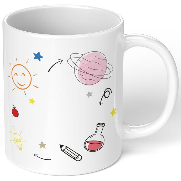 Personalised Mug for Teacher With Science Theme Design And Custom Name